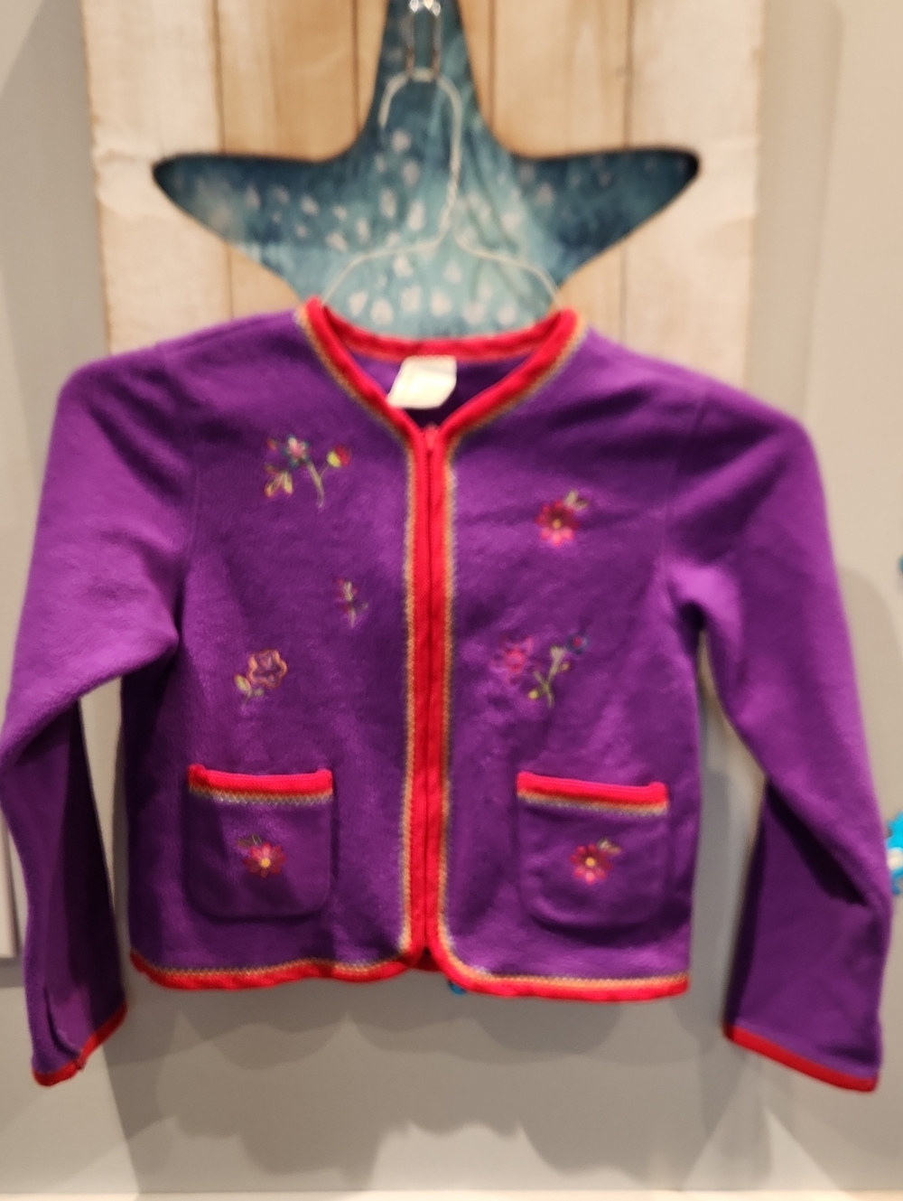 EUC Hanna Andersson Girls Sz 130 US Kids 8 Zippered Front Embroidered Sweater